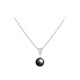 Elsa Lee Paris fine 925 sterling silver necklace with one grey pearl and two clear Cubic Zirconia