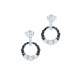 Boucles d'Oreilles pendantes Elsa Lee Paris en argent 925. Motif oval incrusté d'oxydes de Zirconium noirs et blancs