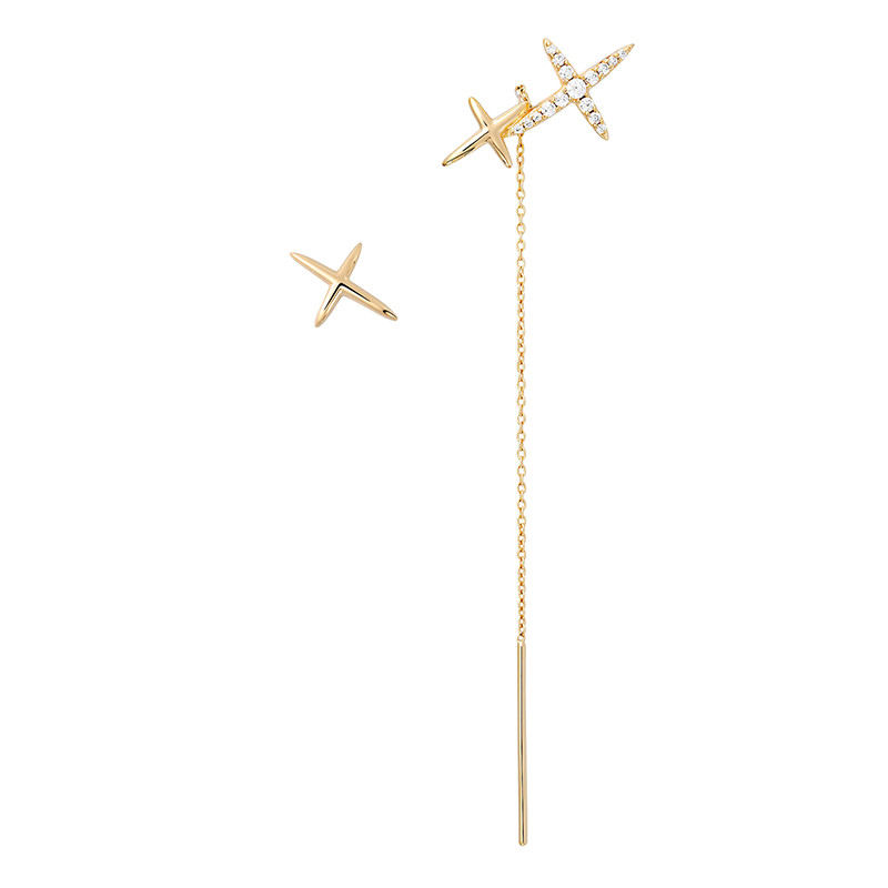 Boucles d'oreilles croix asymétriques en forme d'étoilesargent
