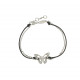 Black cord silver Butterfly Bracelet by Elsa Lee Paris