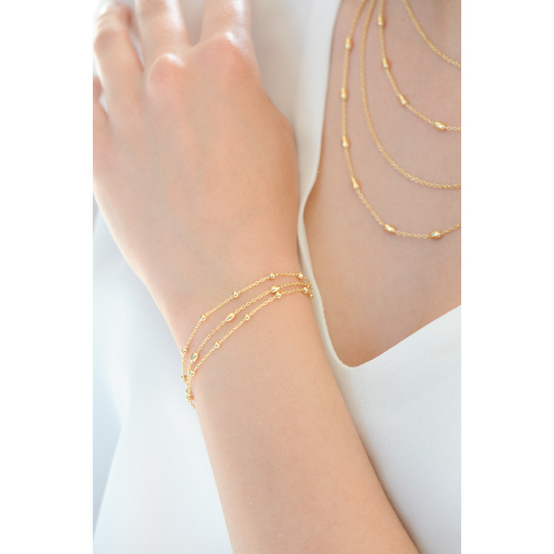 Bracelet cheville pour femme en chaîne multirangs couleur or et argent •  Joli Bracelet