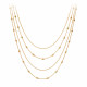 4 golden chain necklace with small golden beads by ELSA LEE Paris - Golden necklace 4 row of golden chains