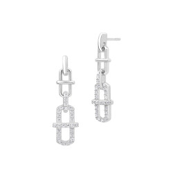 Boucles d'oreilles pendantes imposantes chaine maillons en argent chaine rectangle boucles par Elsa lee