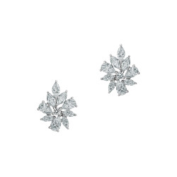 Boucles d'oreilles puces fleur pierres blanches boucles argent. Elsa Lee Paris