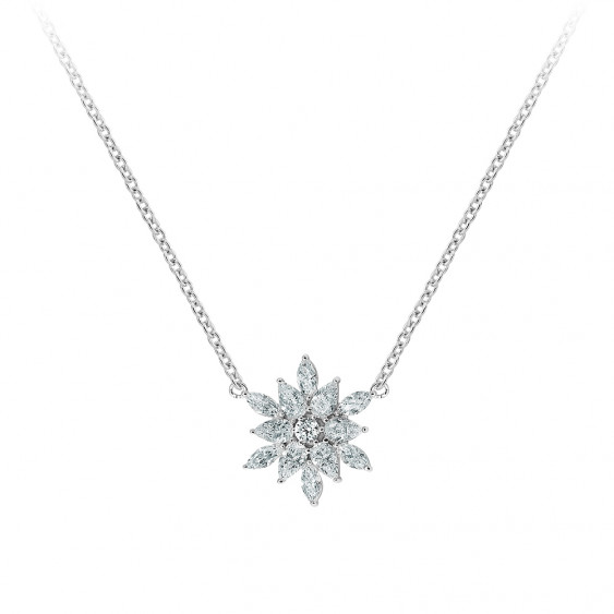 Collier en argent 925 motif fleur en oxydes de zirconium blancs Elsa Lee Paris