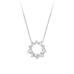 Collier pendentif traditionnel forme halo argent pendentif cercle de pierres scintillant Elsa Lee Paris