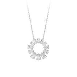 Collier traditionnel pendentif cercle de pierres brillant collier pendentif argent Elsa Lee Paris