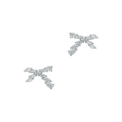 Boucles d'oreilles puces croix argent boucles croix en pierres blanches Elsa Lee Paris