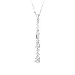 silver pendant necklace river of cubic zirconia Elsa lee paris