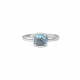 Escapade solitaire ring in silver, blue cushion-cut cubic zirconia elsa lee paris