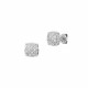 Square stud earrings in sterling silver set with white zirconia stones by Elsa Lee Paris