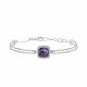 double-chain silver bracelet with violet cubic zirconia cabochon surrounded by small white cubic zirconia stones Elsa Lee Paris