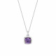 Collier chaine pendentif oxyde de zirconium violet en cabochon carré Elsa lee Paris