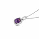 Collier chaine pendentif oxyde de zirconium violet en cabochon carré Elsa lee Paris