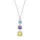 Tricolor Stone Pendant Necklace, featuring green, blue, and violet cabochon stones in silver by Elsa Lee Paris.