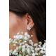  White Stone Flower Stud Earrings, Silver Earrings by Elsa Lee Paris