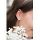 Boucles d'oreilles puces fleur blanche boucles florales argent pétales de fleur scintillants en pierres blanches Elsa Lee Paris