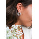 Boucles d'oreilles rondes en argent forme halo de pierres lumineuses boucles cercle argent Elsa Lee Paris