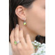 Escapade silver hoop earrings, green zirconia stones, cushion-cut cabochons Elsa Lee Paris