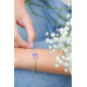 Bracelet double-chaîne argent oxyde de zirconium violet entourage petites pierres blanches Elsa Lee Paris