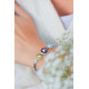 Bracelet argent tricolore violet vert bleu pierres carrées Elsa Lee Paris