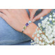 Bracelet argent tricolore violet vert bleu pierres carrées Elsa Lee Paris