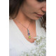 Tricolor Stone Pendant Necklace, featuring green, blue, and violet cabochon stones in silver by Elsa Lee Paris.