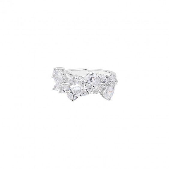 White cubic zirconia river ring in sterling silver Elsa Lee Paris