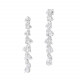 Long silver drop earrings with cubic zirconia river Elsa Lee Paris