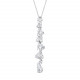 Long silver pendant necklace with white stones 925 silver Elsa Lee Paris