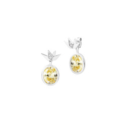 Oval yellow citrine-colored stone earrings in 925 sterling silver Elsa Lee Paris