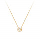 Gold pendant chain necklace with dancing stone, paved with white stones in silver Elsa Lee Paris