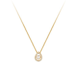 Gold-plated pendant necklace with dancing stone and diamond pavé in silver Elsa Lee Paris