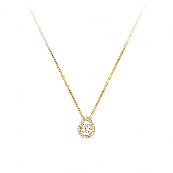 Gold-plated pendant necklace with dancing stone and diamond pavé in silver Elsa Lee Paris