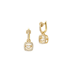 Gold-plated square earrings with moving Dancing Stone in silver Elsa Lee Paris