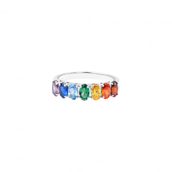 bague argent pierres multicolores arc-en-ciel Elsa Lee Paris