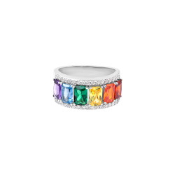 rainbow-colored silver ring Elsa Lee Paris